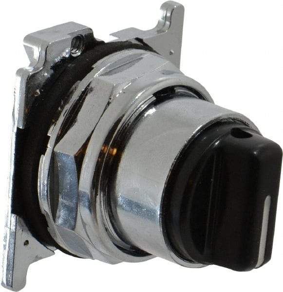 Eaton Cutler-Hammer - 30-1/2mm Mount Hole, 3 Position, Knob Operated, Selector Switch with Cam and Cap - Black, Maintained (MA) - Momentary (MO) - Apex Tool & Supply