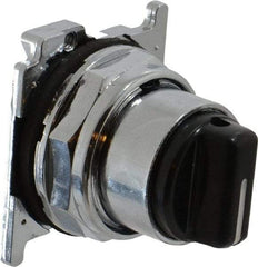 Eaton Cutler-Hammer - 30-1/2mm Mount Hole, 3 Position, Knob Operated, Selector Switch with Cam and Cap - Black, Maintained (MA) - Momentary (MO) - Apex Tool & Supply