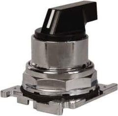 Eaton Cutler-Hammer - 30-1/2mm Mount Hole, 3 Position, Lever Operated, Selector Switch with Cam and Cap - Black, Maintained (MA) - Momentary (MO) - Apex Tool & Supply