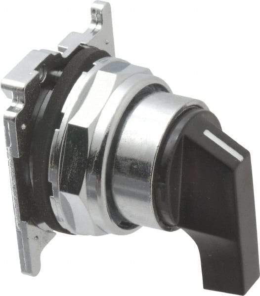 Eaton Cutler-Hammer - 30-1/2mm Mount Hole, 3 Position, Lever Operated, Selector Switch with Cam and Cap - Black, Maintained (MA) - Momentary (MO) - Apex Tool & Supply