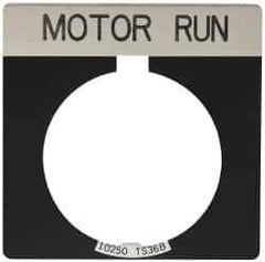 Eaton Cutler-Hammer - Square, Legend Plate - Motor Run - Black Background, 30-1/2mm Hole Diameter - Apex Tool & Supply