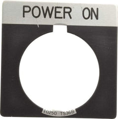 Eaton Cutler-Hammer - Square, Legend Plate - Power On - Black Background, 30-1/2mm Hole Diameter - Apex Tool & Supply