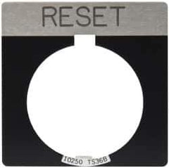 Eaton Cutler-Hammer - Square, Legend Plate - Reset - Black Background, 30-1/2mm Hole Diameter - Apex Tool & Supply