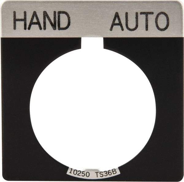 Eaton Cutler-Hammer - Square, Legend Plate - Auto-Off-Hand - Black Background, 30-1/2mm Hole Diameter - Apex Tool & Supply