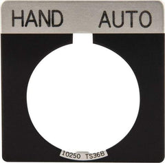 Eaton Cutler-Hammer - Square, Legend Plate - Auto-Off-Hand - Black Background, 30-1/2mm Hole Diameter - Apex Tool & Supply