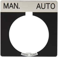 Eaton Cutler-Hammer - Square, Legend Plate - Manual-Auto - Black Background, 30-1/2mm Hole Diameter - Apex Tool & Supply