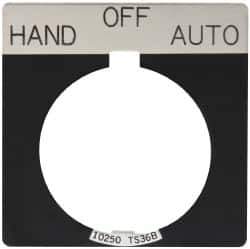 Eaton Cutler-Hammer - Square, Legend Plate - Auto-Off-Hand - Black Background, 30-1/2mm Hole Diameter - Apex Tool & Supply