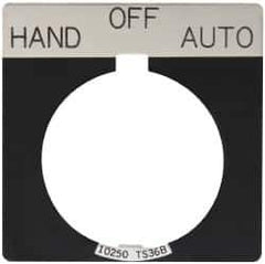 Eaton Cutler-Hammer - Square, Legend Plate - Auto-Off-Hand - Black Background, 30-1/2mm Hole Diameter - Apex Tool & Supply
