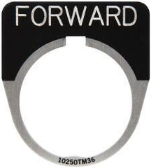 Eaton Cutler-Hammer - Half Round, Legend Plate - Forward - Black Background, 30-1/2mm Hole Diameter - Apex Tool & Supply