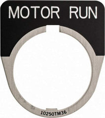 Eaton Cutler-Hammer - Half Round, Legend Plate - Motor Run - Black Background, 30-1/2mm Hole Diameter - Apex Tool & Supply