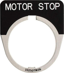 Eaton Cutler-Hammer - Half Round, Legend Plate - Motor Stop - Black Background, 30-1/2mm Hole Diameter - Apex Tool & Supply