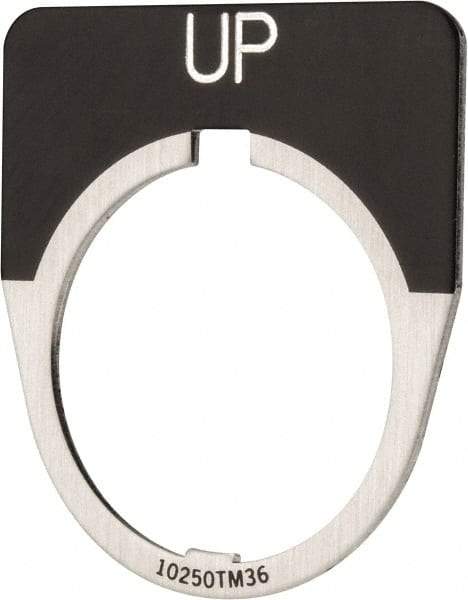 Eaton Cutler-Hammer - Half Round, Legend Plate - Up - Black Background, 30-1/2mm Hole Diameter - Apex Tool & Supply
