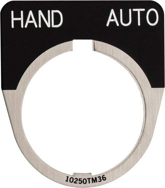 Eaton Cutler-Hammer - Half Round, Legend Plate - Auto-Off-Hand - Black Background, 30-1/2mm Hole Diameter - Apex Tool & Supply
