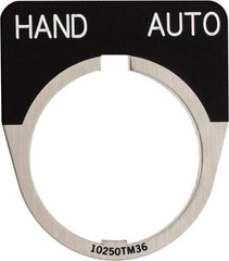 Eaton Cutler-Hammer - Half Round, Legend Plate - Auto-Off-Hand - Black Background, 30-1/2mm Hole Diameter - Apex Tool & Supply
