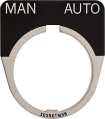 Eaton Cutler-Hammer - Half Round, Legend Plate - Manual-Auto - Black Background, 30-1/2mm Hole Diameter - Apex Tool & Supply