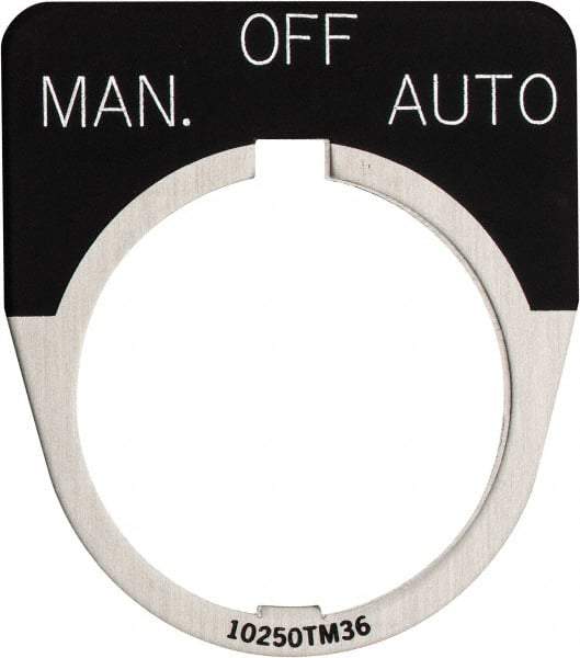Eaton Cutler-Hammer - Half Round, Legend Plate - Manual-Off-Auto - Black Background, 30-1/2mm Hole Diameter - Apex Tool & Supply