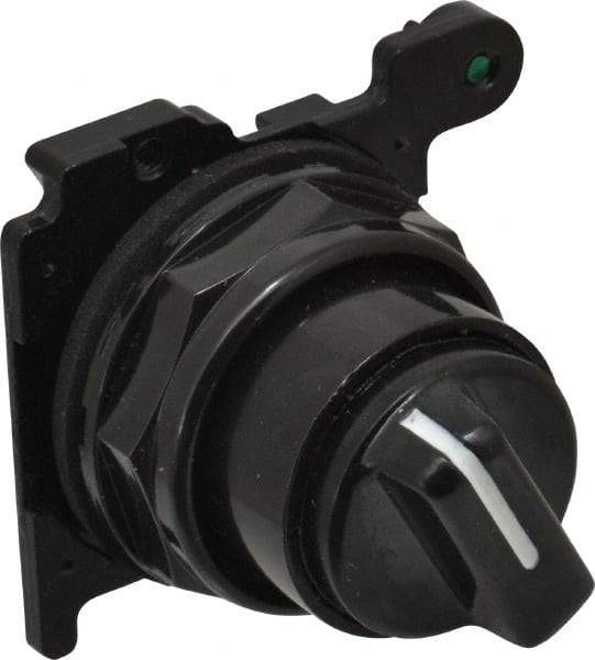 Eaton Cutler-Hammer - 30-1/2mm Mount Hole, 2 Position, Knob Operated, Selector Switch Only - Black, Maintained (MA), Corrosion Resistant, Oil and Watertight - Apex Tool & Supply