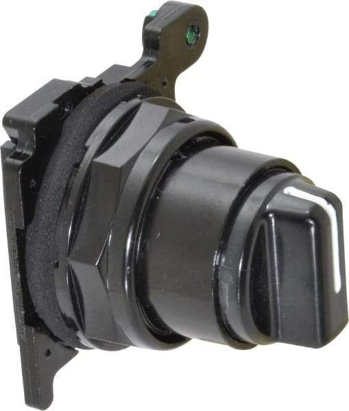 Eaton Cutler-Hammer - 30-1/2mm Mount Hole, 3 Position, Knob Operated, Selector Switch Only - Black, Maintained (MA), Corrosion Resistant, Oil and Watertight - Apex Tool & Supply