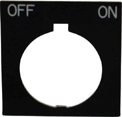 Eaton Cutler-Hammer - Square, Legend Plate - Off-On - Black Background, 30-1/2mm Hole Diameter, 1.77 Inch Square - Apex Tool & Supply