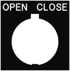 Eaton Cutler-Hammer - Square, Legend Plate - Open-Close - Black Background, 30-1/2mm Hole Diameter, 1.77 Inch Square - Apex Tool & Supply