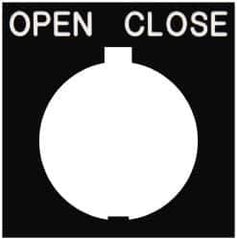 Eaton Cutler-Hammer - Square, Legend Plate - Open-Close - Black Background, 30-1/2mm Hole Diameter, 1.77 Inch Square - Apex Tool & Supply