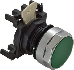 Eaton Cutler-Hammer - 25mm Mount Hole, Flush, Pushbutton Switch Only - Round, Green Pushbutton, Nonilluminated, Momentary (MO) - Apex Tool & Supply