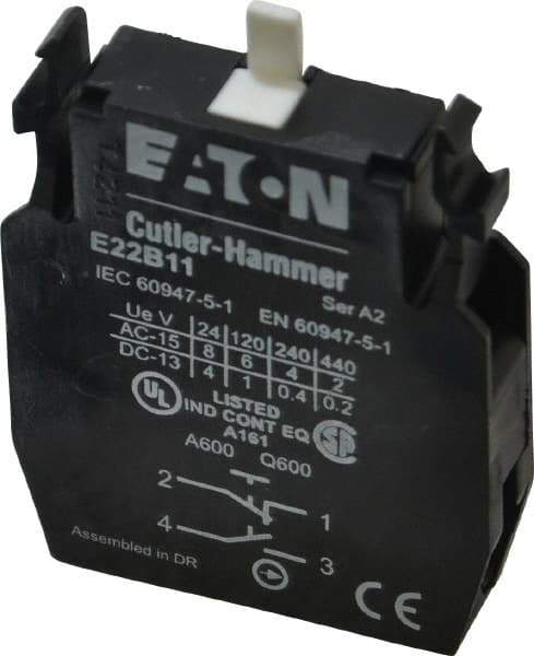 Eaton Cutler-Hammer - NO/NC, Electrical Switch Contact Block - 22-1/2mm Hole, For Use with Indicating Lights, Pushbuttons - Apex Tool & Supply