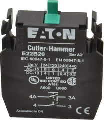Eaton Cutler-Hammer - 2NO, Electrical Switch Contact Block - 22-1/2mm Hole, For Use with Indicating Lights, Pushbuttons - Apex Tool & Supply