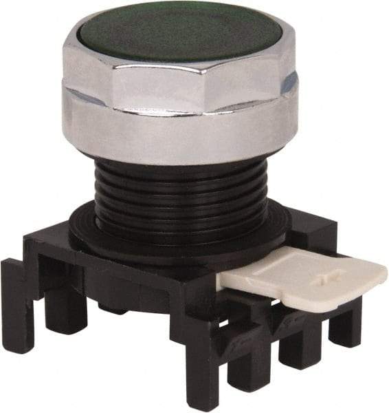 Eaton Cutler-Hammer - 25mm Mount Hole, Flush, Pushbutton Switch Only - Round, Green Pushbutton, Illuminated, Momentary (MO) - Apex Tool & Supply