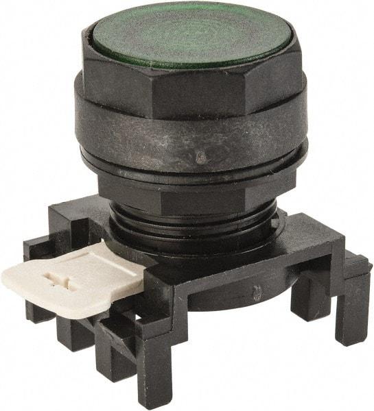 Eaton Cutler-Hammer - 25mm Mount Hole, Flush, Pushbutton Switch Only - Round, Green Pushbutton, Illuminated, Momentary (MO) - Apex Tool & Supply