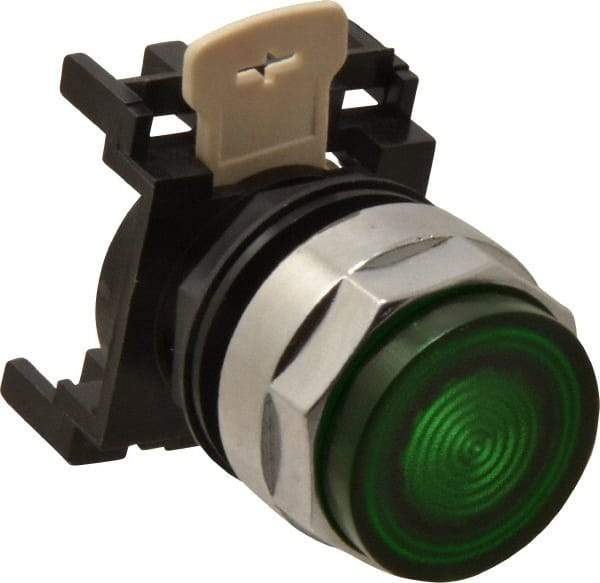 Eaton Cutler-Hammer - 25mm Mount Hole, Extended Straight, Pushbutton Switch Only - Round, Green Pushbutton, Illuminated, Momentary (MO) - Apex Tool & Supply