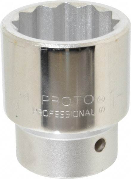 Proto - 1-11/16", 1" Drive, Standard Hand Socket - 12 Points, 3-1/4" OAL - Apex Tool & Supply