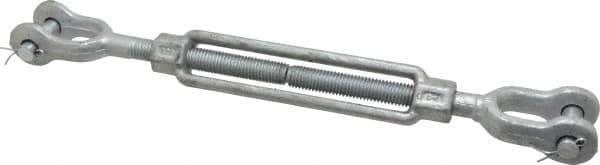 Made in USA - 3,500 Lb Load Limit, 5/8" Thread Diam, 6" Take Up, Steel Jaw & Jaw Turnbuckle - 16" Closed Length - Apex Tool & Supply