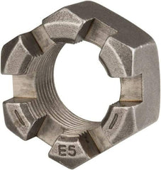Value Collection - 1-1/4 - 12 UNF Grade 2 Steel Slotted Locknut - 1-7/8" Width Across Flats, 1-1/16" High, Uncoated - Apex Tool & Supply