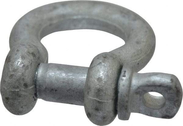 Made in USA - 1/2" Nominal Chain Size, 2 Ton Carbon Steel Screw Anchor Shackle - 1/2" Diam, 5/8" Pin Diam, 1-15/16" High x 13/16" Wide Inside Jaw, 1-1/4" Inside Width, 1-1/4" Max Body Thickness - Apex Tool & Supply
