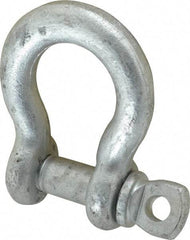 Made in USA - 5/8" Nominal Chain Size, 3.25 Ton Carbon Steel Screw Anchor Shackle - 5/8" Diam, 3/4" Pin Diam, 2-7/16" High x 1-1/16" Wide Inside Jaw, 1-9/16" Inside Width, 1-7/16" Max Body Thickness - Apex Tool & Supply