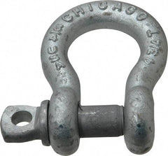 Made in USA - 3/4" Nominal Chain Size, 4.75 Ton Carbon Steel Screw Anchor Shackle - 3/4" Diam, 7/8" Pin Diam, 2-13/16" High x 1-1/4" Wide Inside Jaw, 1-13/16" Inside Width, 1-3/4" Max Body Thickness - Apex Tool & Supply