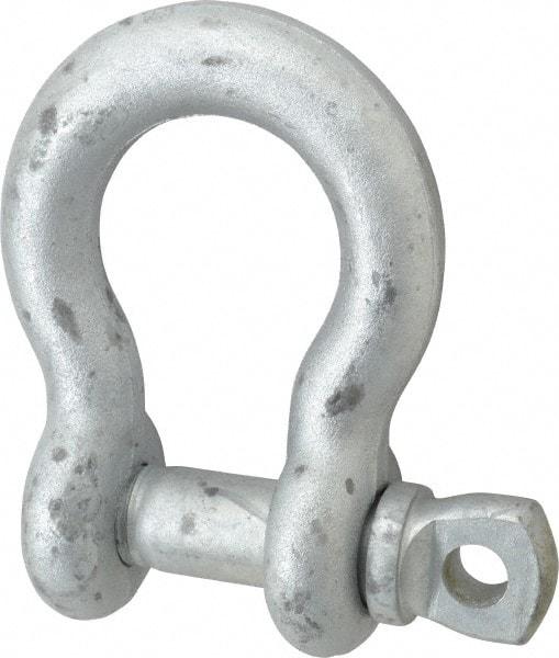 Made in USA - 1" Nominal Chain Size, 8.5 Ton Carbon Steel Screw Anchor Shackle - 1" Diam, 1-1/8" Pin Diam, 3-3/4" High x 1-11/16" Wide Inside Jaw, 2-1/2" Inside Width, 2-3/8" Max Body Thickness - Apex Tool & Supply