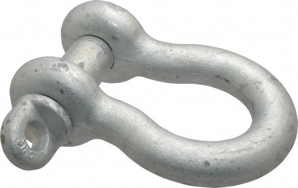Made in USA - 1-1/8" Nominal Chain Size, 9.5 Ton Carbon Steel Screw Anchor Shackle - 1-1/8" Diam, 1-1/4" Pin Diam, 4-1/4" High x 1-13/16" Wide Inside Jaw, 2-15/16" Inside Width, 2-5/8" Max Body Thickness - Apex Tool & Supply