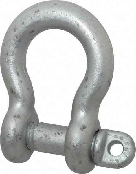 Made in USA - 1-1/4" Nominal Chain Size, 12 Ton Carbon Steel Screw Anchor Shackle - 1-1/4" Diam, 1-3/8" Pin Diam, 4-1/2" High x 2" Wide Inside Jaw, 3-1/4" Inside Width, 3" Max Body Thickness - Apex Tool & Supply