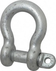 Made in USA - 1-1/4" Nominal Chain Size, 12 Ton Carbon Steel Screw Anchor Shackle - 1-1/4" Diam, 1-3/8" Pin Diam, 4-1/2" High x 2" Wide Inside Jaw, 3-1/4" Inside Width, 3" Max Body Thickness - Apex Tool & Supply