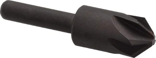 Keo - 1/2" Head Diam, 1/4" Shank Diam, 6 Flute 90° High Speed Steel Countersink - Bright Finish, 2" OAL, Single End, Straight Shank, Right Hand Cut - Apex Tool & Supply