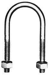 Made in USA - 1/2-13 UNC, 5-1/2" Long, Round U Bolt Clamp with No Mount Plate for 3-1/2" Pipe - 1-1/2" Thread Length, 4" Wide, Steel - Apex Tool & Supply