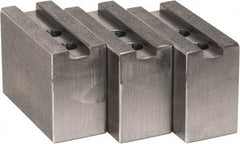 H & R Manufacturing - 8" Chuck Capacity, 1.5mm x 60° Serrated Attachment, Square Soft Lathe Chuck Jaw - 3 Jaws, Steel, 1" Btw Mount Hole Ctrs, 3-1/2" Long x 1-1/2" Wide x 2-1/2" High, 0.551" Groove, 12mm Fastener - Apex Tool & Supply