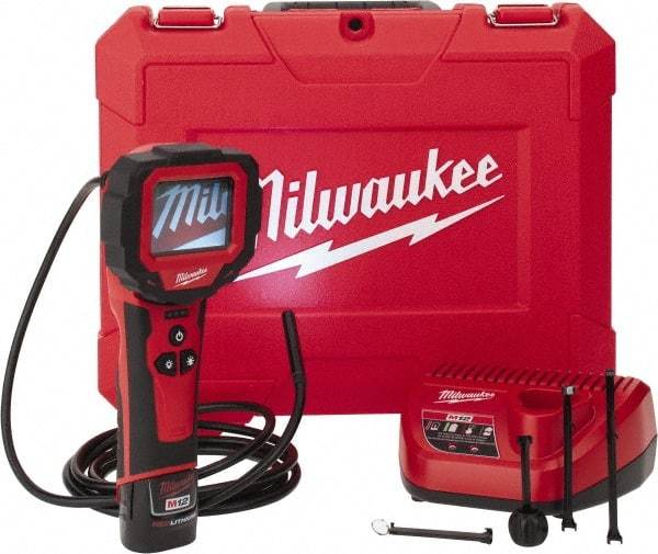 Milwaukee Tool - 0.3543 Inch Wide Camera Head, 9 Ft. Probe, 1x Magnification Rotating Inspection Camera - 0.3543 Inch Probe Diameter, 2.7 Inch LCD Display, 320 x 240 Resolution - Apex Tool & Supply