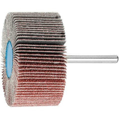 PFERD - 2-1/2" Diam x 1" Face Width, Aluminum Oxide Coated Mounted Flap Wheel - 1/4" Shank Mount, 60 Grit, 23,000 Max RPM - Apex Tool & Supply