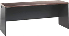 Hon - Steel-Reinforced High-Pressure Laminate Desk Shell - 72" Wide x 24" Deep x 29" High, Mahogany/Charcoal - Apex Tool & Supply