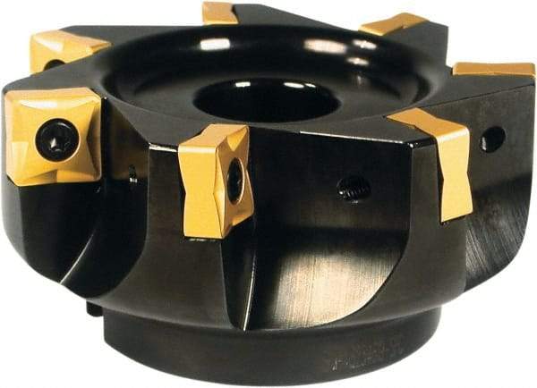 Sumitomo - 8 Inserts, 5" Cutter Diam, 0.575" Max Depth of Cut, Indexable High-Feed Face Mill - 0.635" Arbor Hole Diam, 2-1/2" High, SN.X Inserts, Series SumiMill Spider Mill - Apex Tool & Supply
