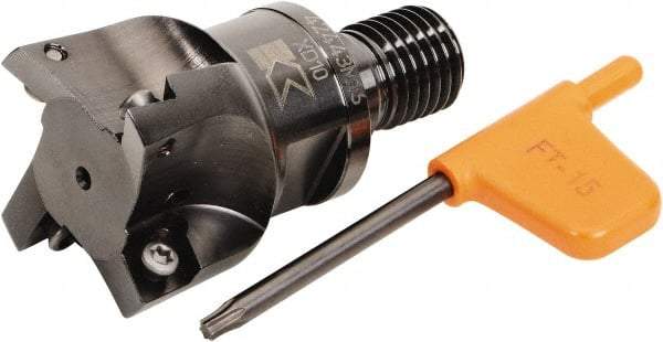 Kennametal - 1.6535" Cut Diam, 8mm Max Depth of Cut, 2.6575" OAL, Indexable Square Shoulder Helical End Mill - XD.. 10T3.. Inserts, M16 Modular Connection, Series KMM - Apex Tool & Supply