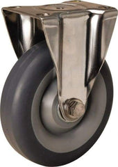 Hamilton - 5" Diam x 1-3/8" Wide x 6-1/4" OAH Top Plate Mount Rigid Caster - Rubber Mold on Polyolefin, 275 Lb Capacity, Delrin Bearing, 2-3/8 x 3-5/8" Plate - Apex Tool & Supply